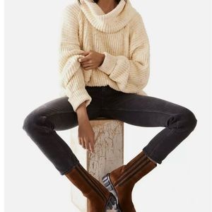 NWT Free People Leo Tunic Sassy Peach Chunky Knit Sweater Size XL Long Sleeve